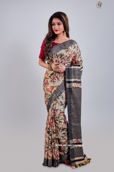 Bird Motiff Tussar Saree